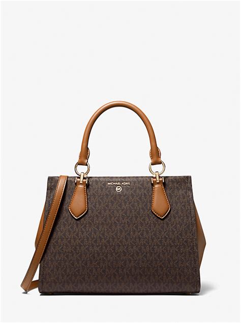 michael michael kors marilyn medium monogram satchel|Michael Kors medium satchel.